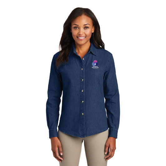 Ladies Long Sleeve Denim Blouse