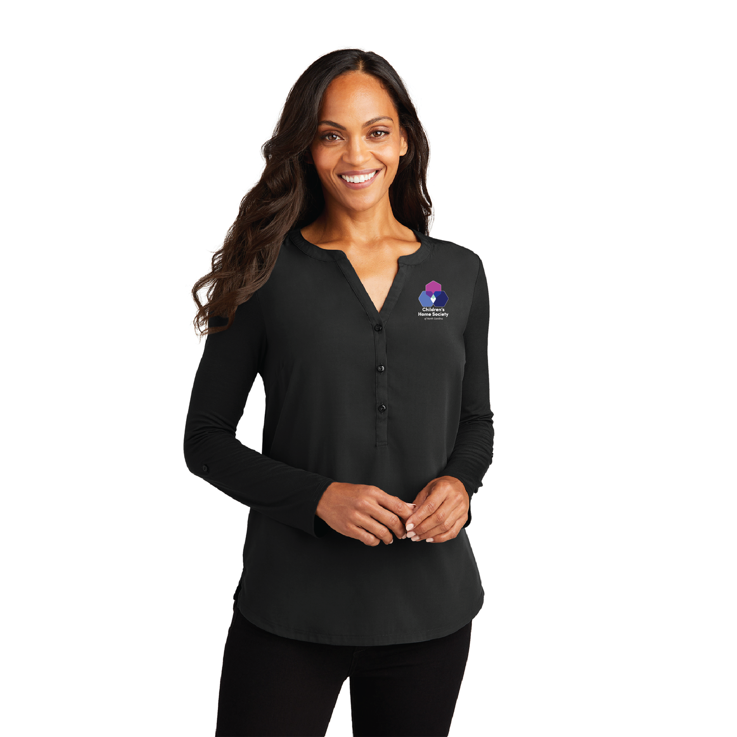 Ladies Black Henley Tunic